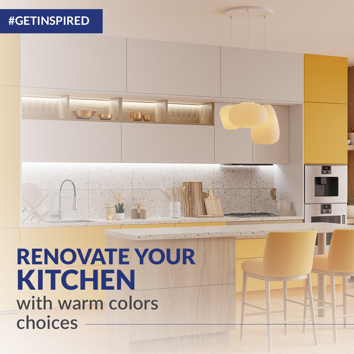 Renovate your kitchen with warm colors choices